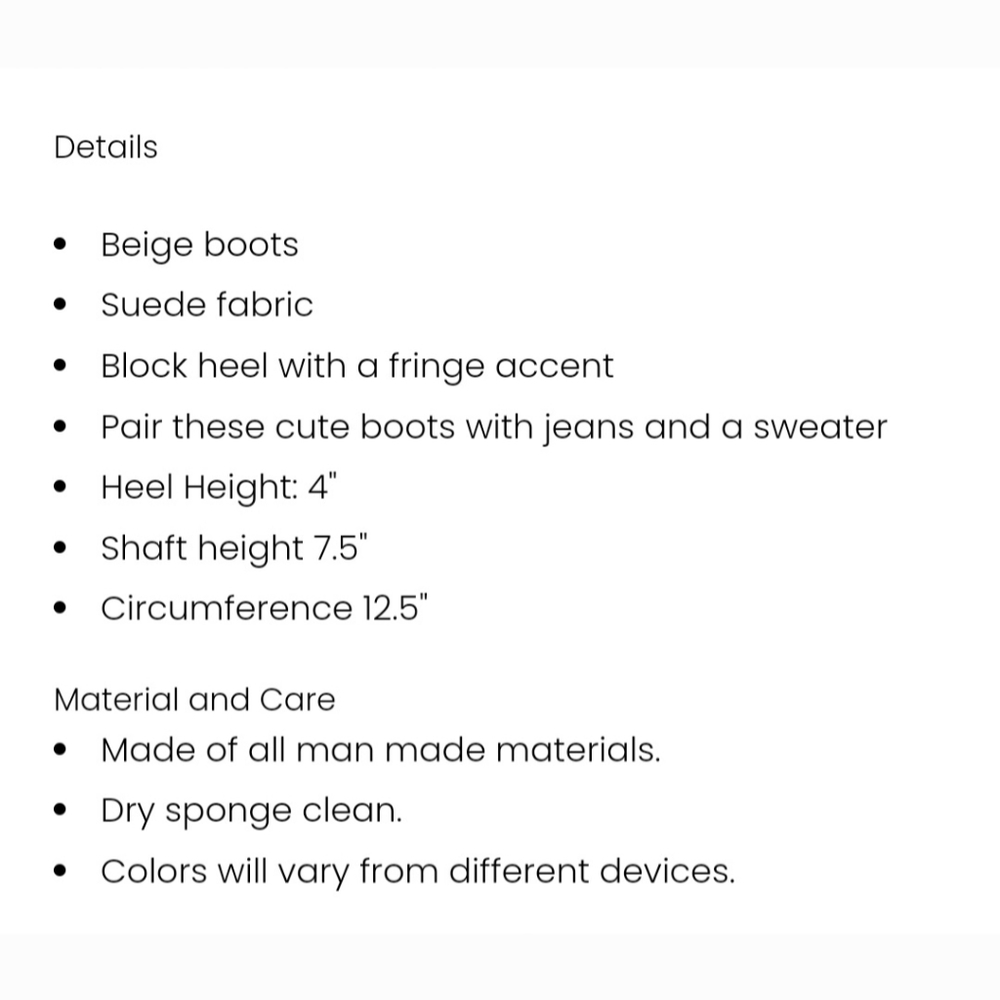 Beige Fringe Suede Boots - Picture 11 of 11